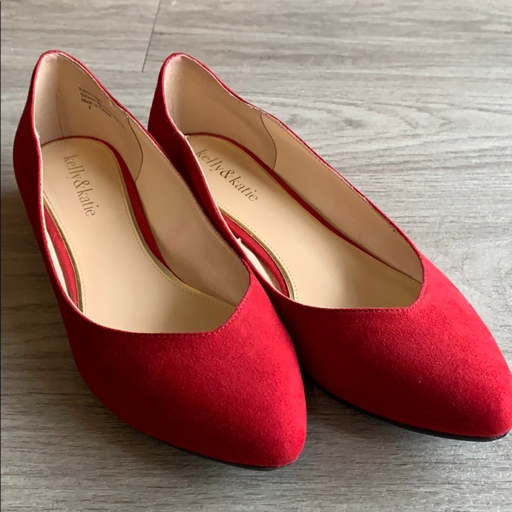 Red kitten heel flats